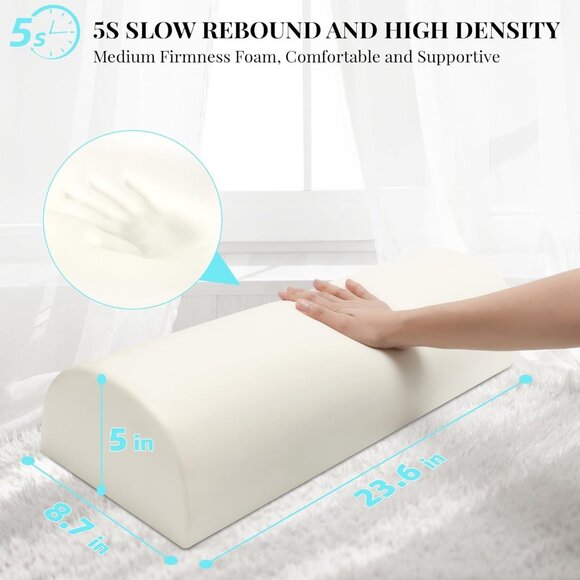 Side Sleepers Pillow Memory Foam Half Moon Bolster Neck Relief 23.6" x 8.7" x 5" - Picture 5 of 9
